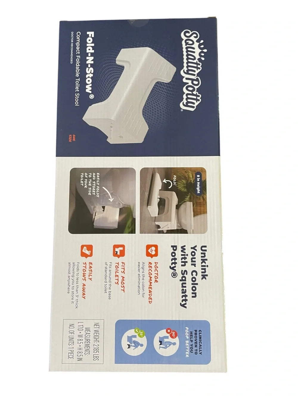 Squatty Potty Fold-N-Stow Compact Foldable Toilet Stool New in Sealed Box